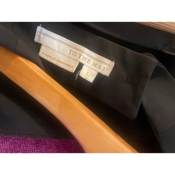 Vintage Y2K TO THE MAX Tuxedo Halter Crop Top Vest Backless Black Size Large L - Picture 6 of 7